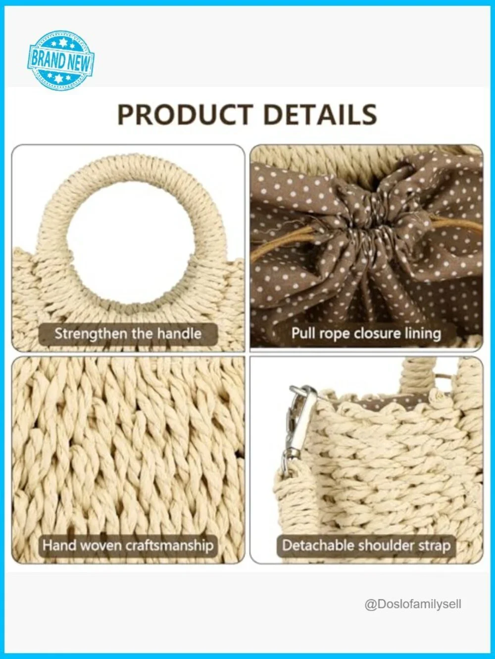 Straw Woven Hobo Bag Crossbody Shoulder Handwoven Beach Purse Rattan Boho